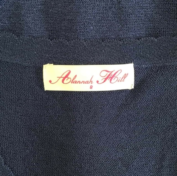 ALANNAH HILL Maybe Baby Blue Sparkly Bow Button Cardi Cropped Cardigan RRP$169 - Picture 5 of 8